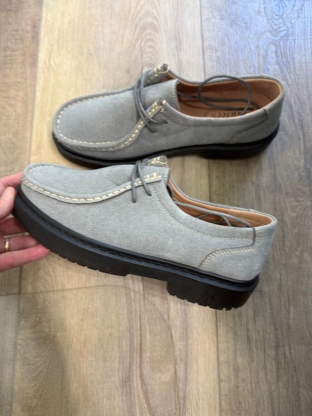 NEW Beauseen Women Gray Suede Tie Loafer Shoes 8.5